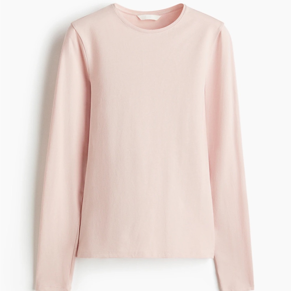 H&M Fitted Soft Pink Long Sleeve Tee